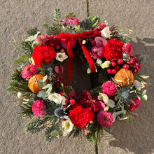 Load image into Gallery viewer, Fresh Flower Graveside Wreath | WINTER COLLECTION | FRESH FLOWERS IN FIFE | FESTIVE WREATH