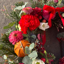 Load image into Gallery viewer, Fresh Flower Graveside Wreath | WINTER COLLECTION | FRESH FLOWERS IN FIFE | FESTIVE WREATH