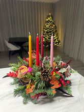 Load image into Gallery viewer, Quadruple Candle Fresh Table Centrepieces | Winter Collection | fresh flowers (collect from shop only)