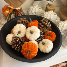 Load image into Gallery viewer, Orange &amp; White velvet pumpkins | Autumn Home Decor
