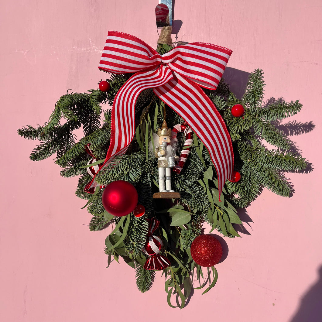 ‘Candy Cane Lane’ Fresh Festive Door Swag | WINTER COLLECTION | FRESH FLOWERS IN FIFE | FESTIVE WREATH