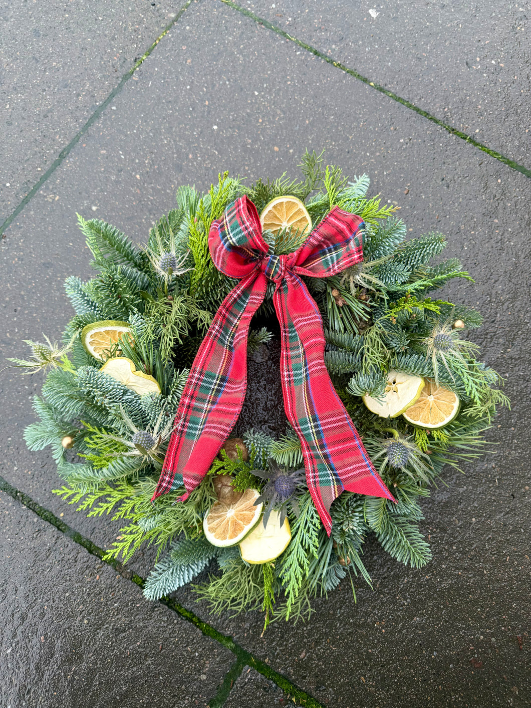 Thistle Fresh Foliage Graveside Wreath | WINTER COLLECTION | FRESH FLOWERS IN FIFE | FESTIVE WREATH