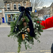 Load image into Gallery viewer, ‘Noel’ Fresh Festive Door Swag | WINTER COLLECTION | FRESH FLOWERS IN FIFE | FESTIVE WREATH
