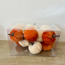 Load image into Gallery viewer, Orange &amp; White velvet pumpkins | Autumn Home Decor
