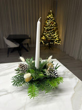 Load image into Gallery viewer, Single Candle Fresh Table Centrepieces | Winter Collection | fresh flowers (collect from shop only)

