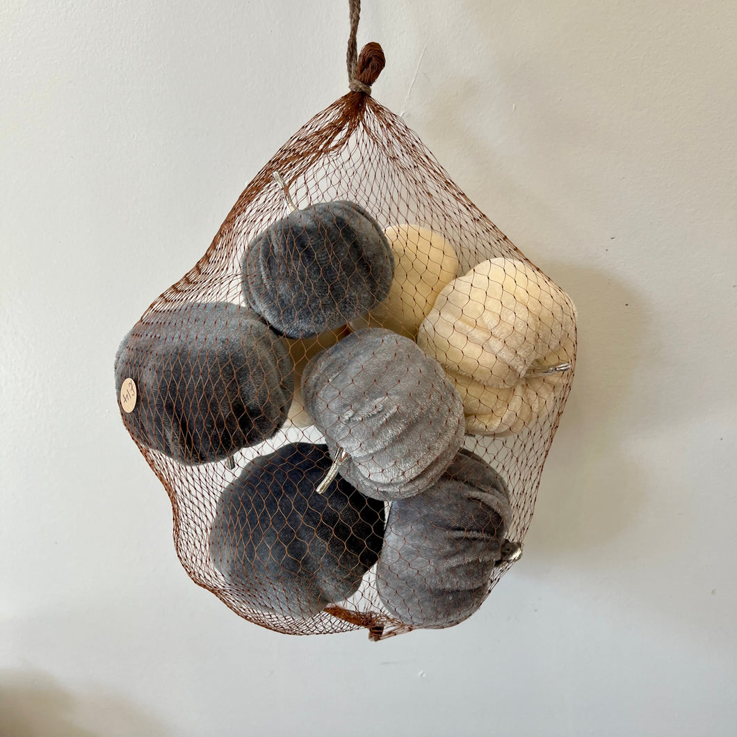 Grey Velvet Pumpkin Mix| Autumn Home Decor