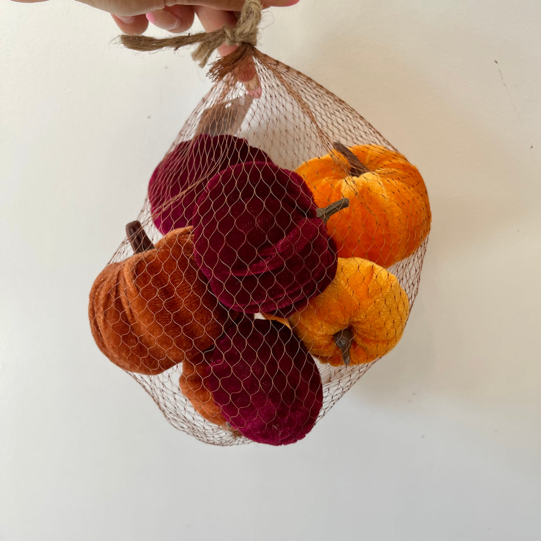 Orange Velvet Pumpkin Mix| Autumn Home Decor