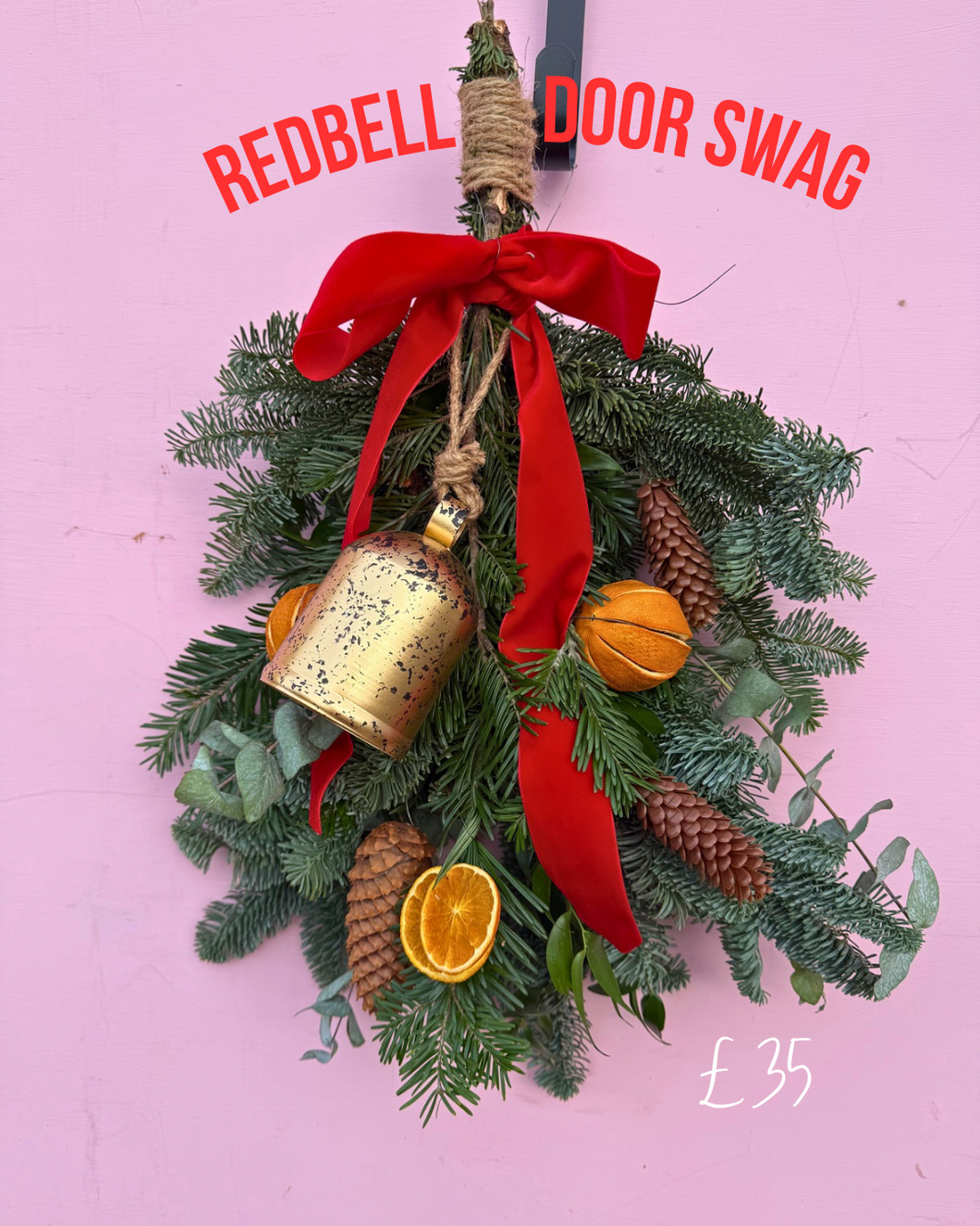 ‘REDBELL Door Swag’ Fresh Wreath | 2025 WINTER COLLECTION | FRESH FLOWERS IN FIFE