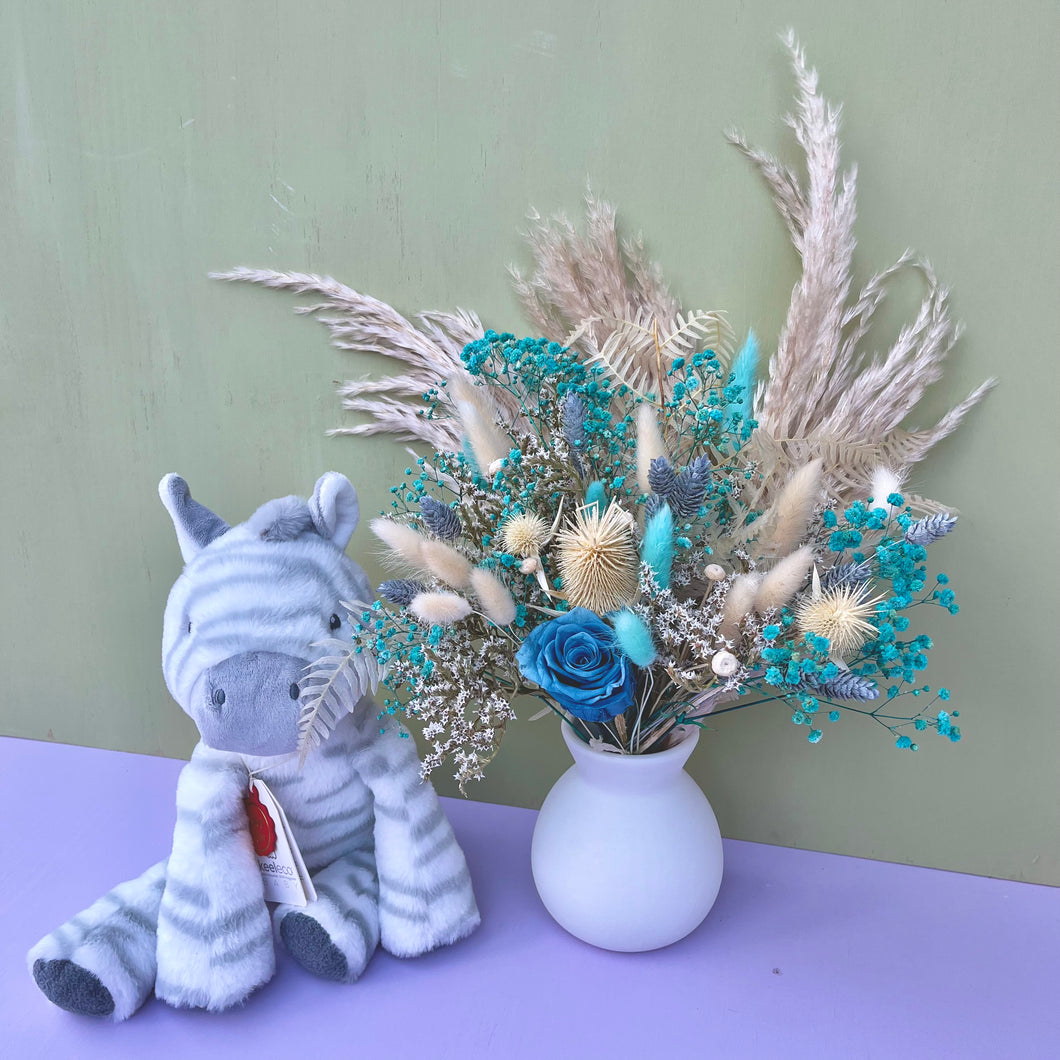 BABYLOVE BLUE | Dried Flower Bouquet Vase Arrangement