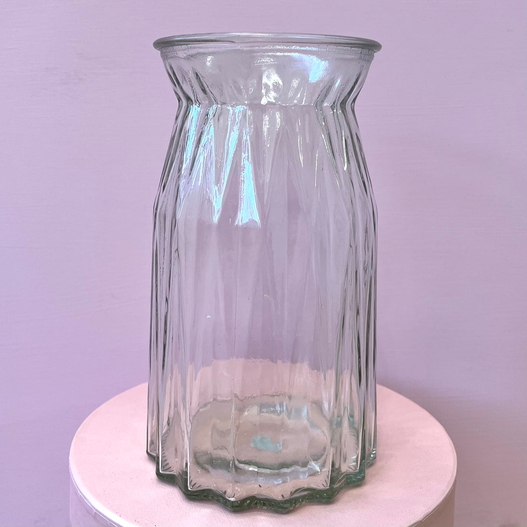 Ribbed Vase | medium glass vase